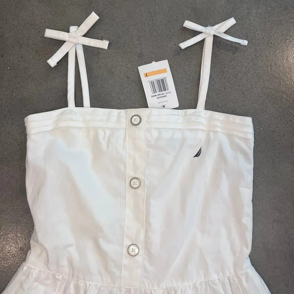 Nautica White 100 Cotton Summer Dress Girls size 7 NEW preppy summer